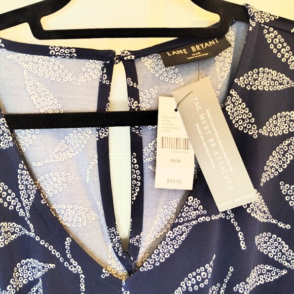 LANE BRYANT Kimono Sleeve NEW Jersey Jumpsuit Navy Size 14/16/XL Leaves - Picture 6 of 10